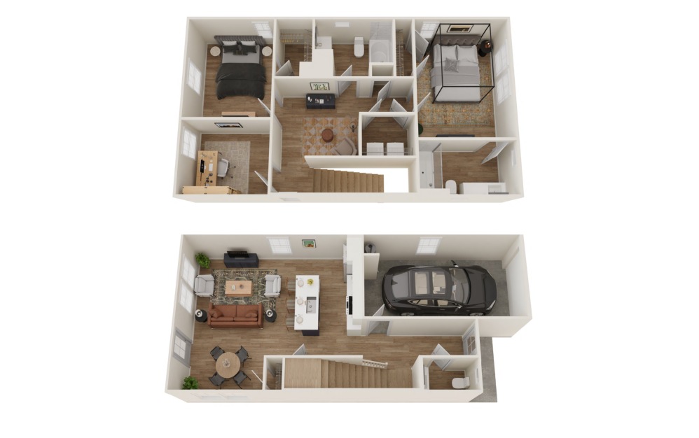 The Donough - 2 bedroom floorplan layout with 2.5 bathrooms and 1309 square feet (Floorplan
)