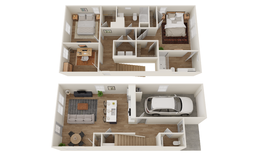 The Geranium - 2 bedroom floorplan layout with 2.5 bathrooms and 1307 square feet (Floorplan
)