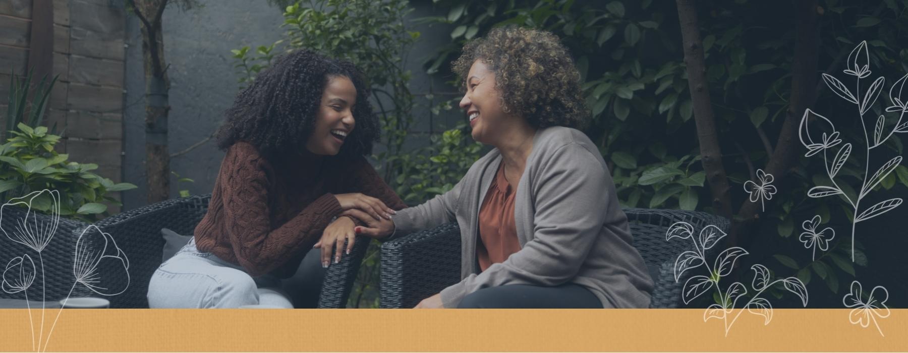 a couple of women laughing